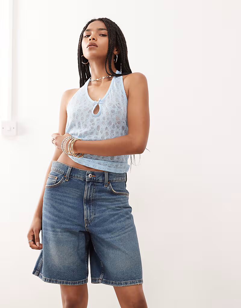 

Шорты COLLUSION denim loose jort in midwash
