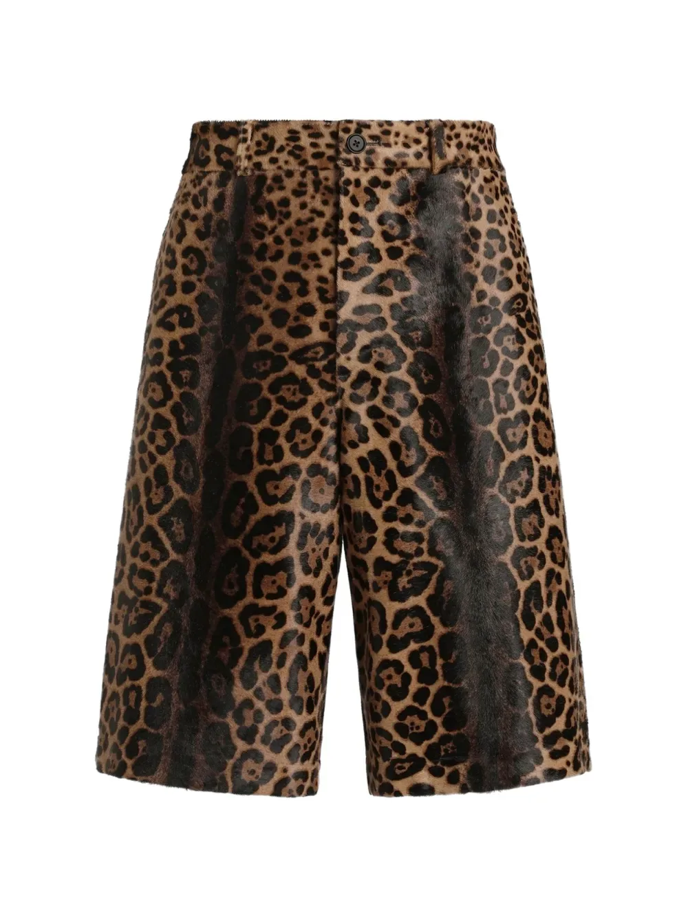 Кожаные брюки с леопардовым принтом DOLCE & GABBANA, коричневый