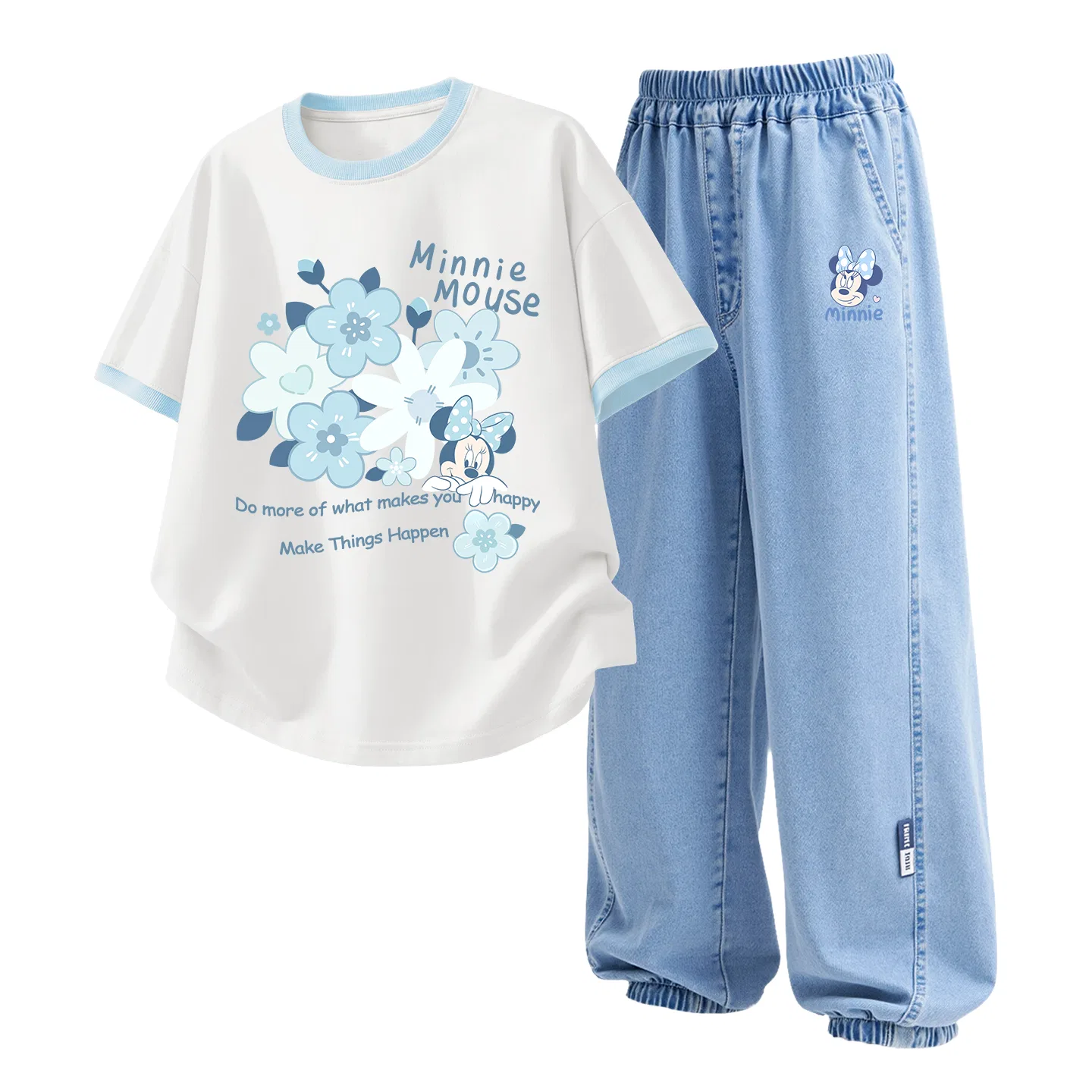 Спортивный костюм Disney Casual Sportswear Two Piece Set для детей, белый с красным и джинсовый голубой — фото 3