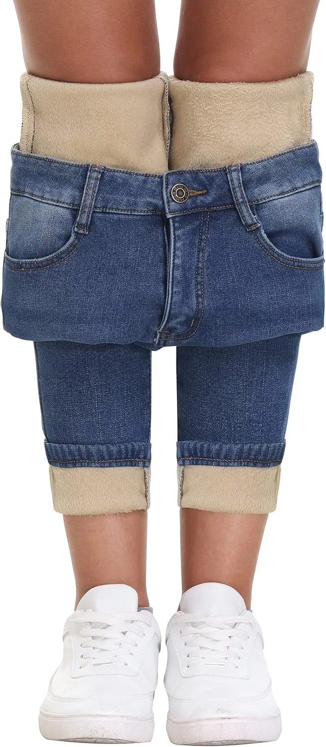 

Женские джинсы AMRSPENG с флисовой подкладкой, утепленные, на фланели