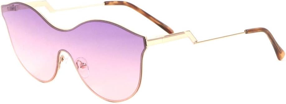 

Солнцезащитные очки без оправы, океанического цвета, с изогнутым верхом, цельные, в форме кошачьего глаза, с зигзагообразными дужками и полукруглыми ушами Sunglasses Luxe, Purple