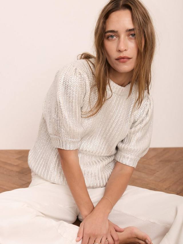 

Металлический трикотажный топ Mint Velvet, Silver