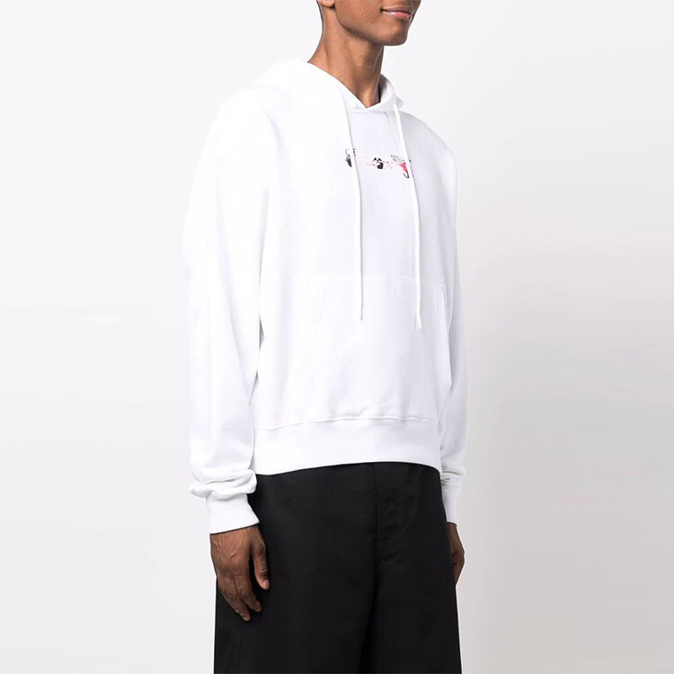 Акриловая толстовка с капюшоном и логотипом в виде стрелы Off-White, белый — фото 4