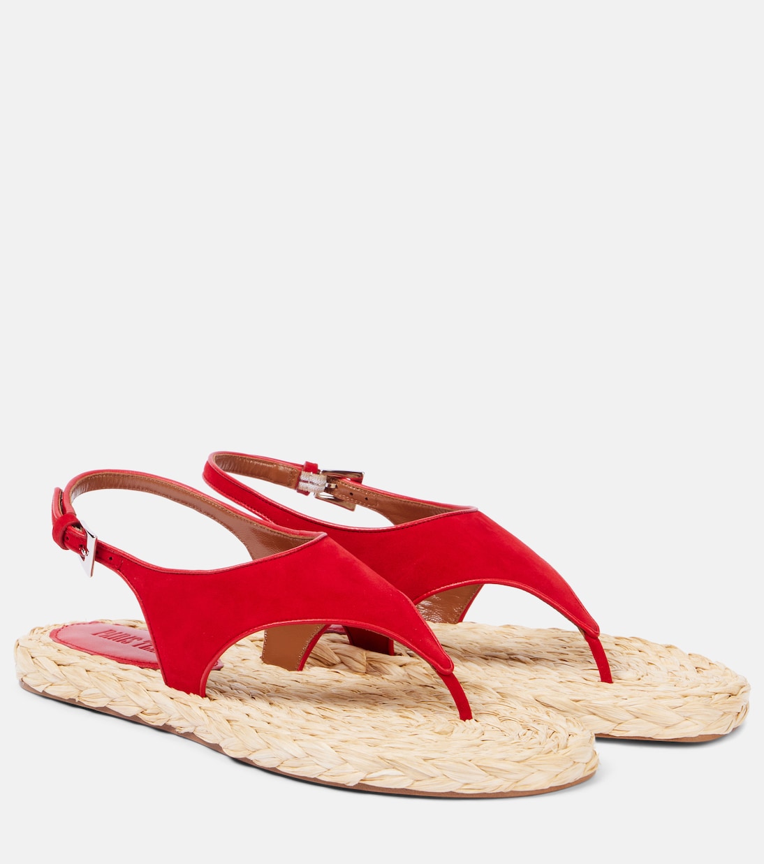 Амальфийские сандалии-шлепанцы из замши Paris Texas, Fiery Red-Naturale