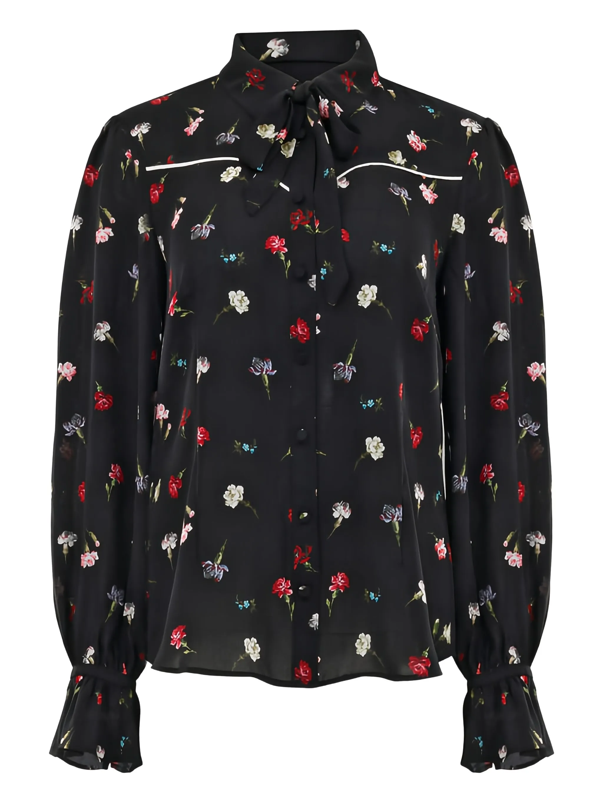 

Блузка с цветочным галстуком Cinq A Sept, черный