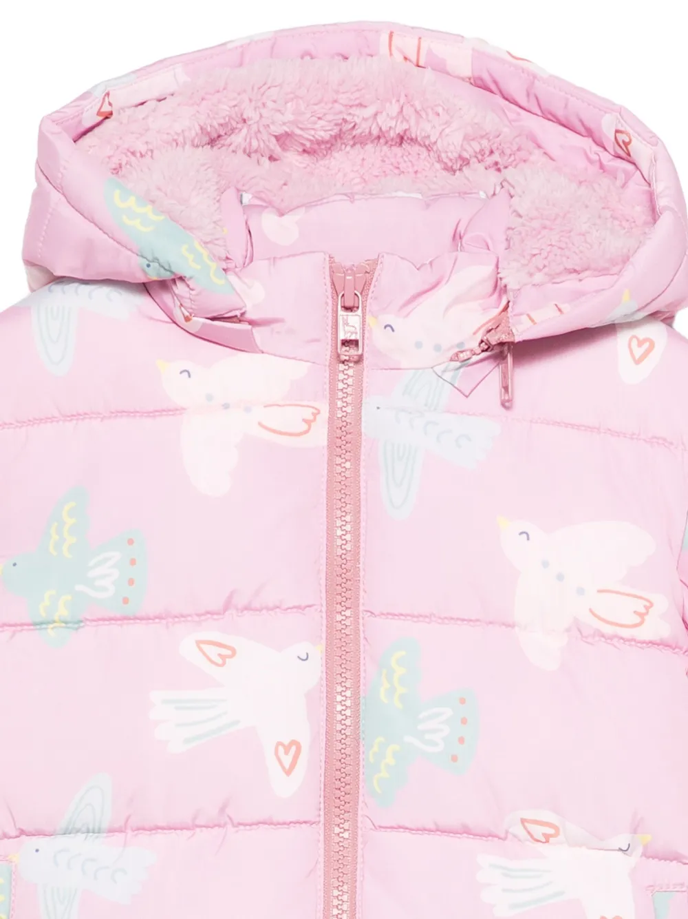 Стеганая куртка с птичьим принтом Stella McCartney Kids, розовый — фото 3