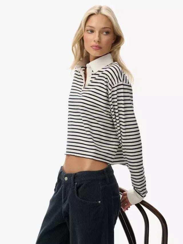 Спортивная укороченная полосатая футболка для регби Athletic Essentials Superdry, Ecru — фото 4