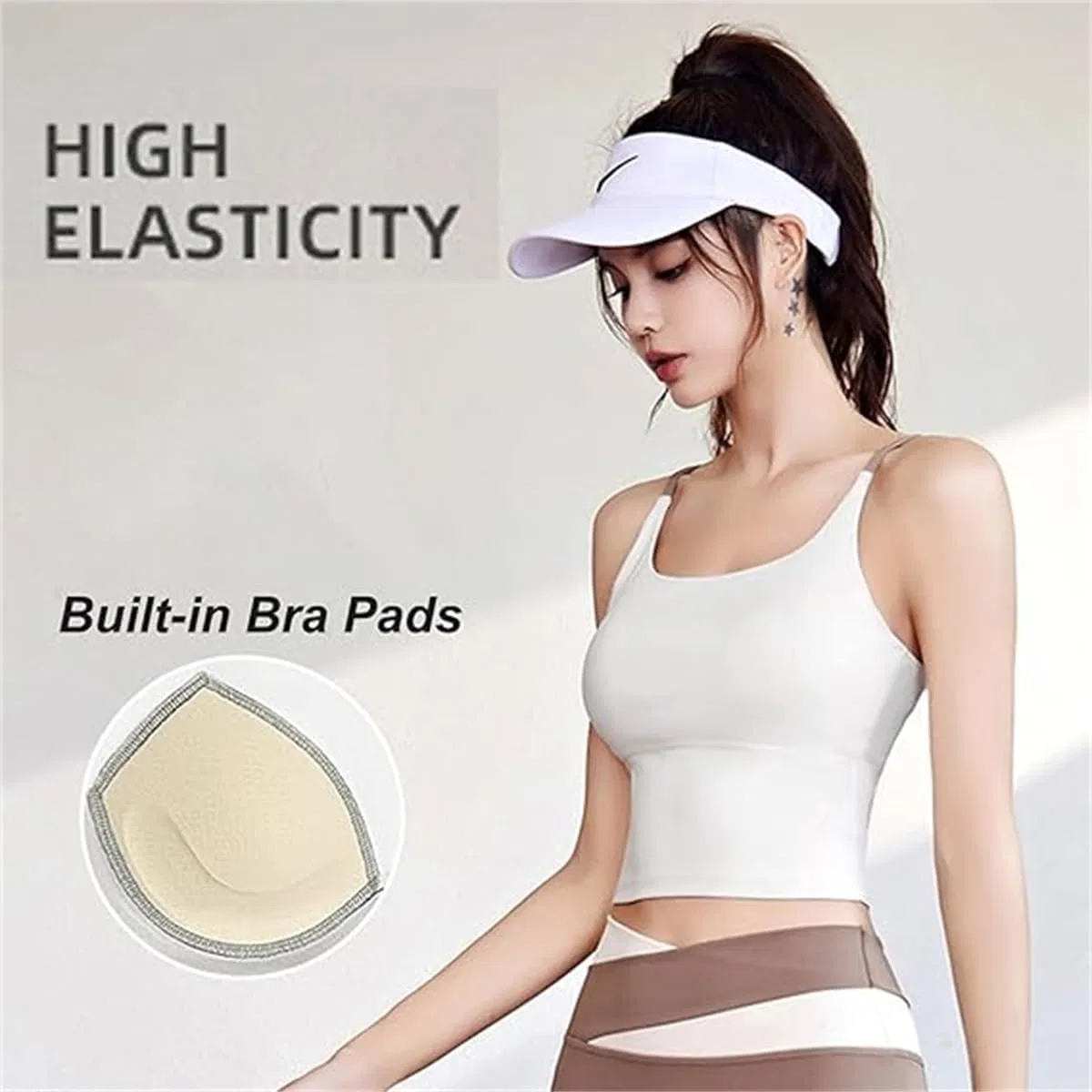 Спортивный топ Criss Cross Tank, женский спортивный топ с перекрестной спинкой Sporty Plain Criss Cross Back Generic, розовый — фото 2