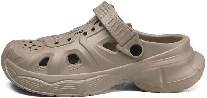 

Мужские садовые сабо, дизайн в форме меха, толстая подошва, легкий материал EVA, мягкие и дышащие, противоскользящие и износостойкие, модные пляжные сандалии, повседневные сандалии для двойного использования Vtiao, коричневый