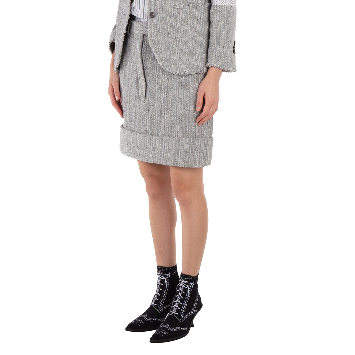 

Юбка-мини из твида с высокой талией Thom Browne