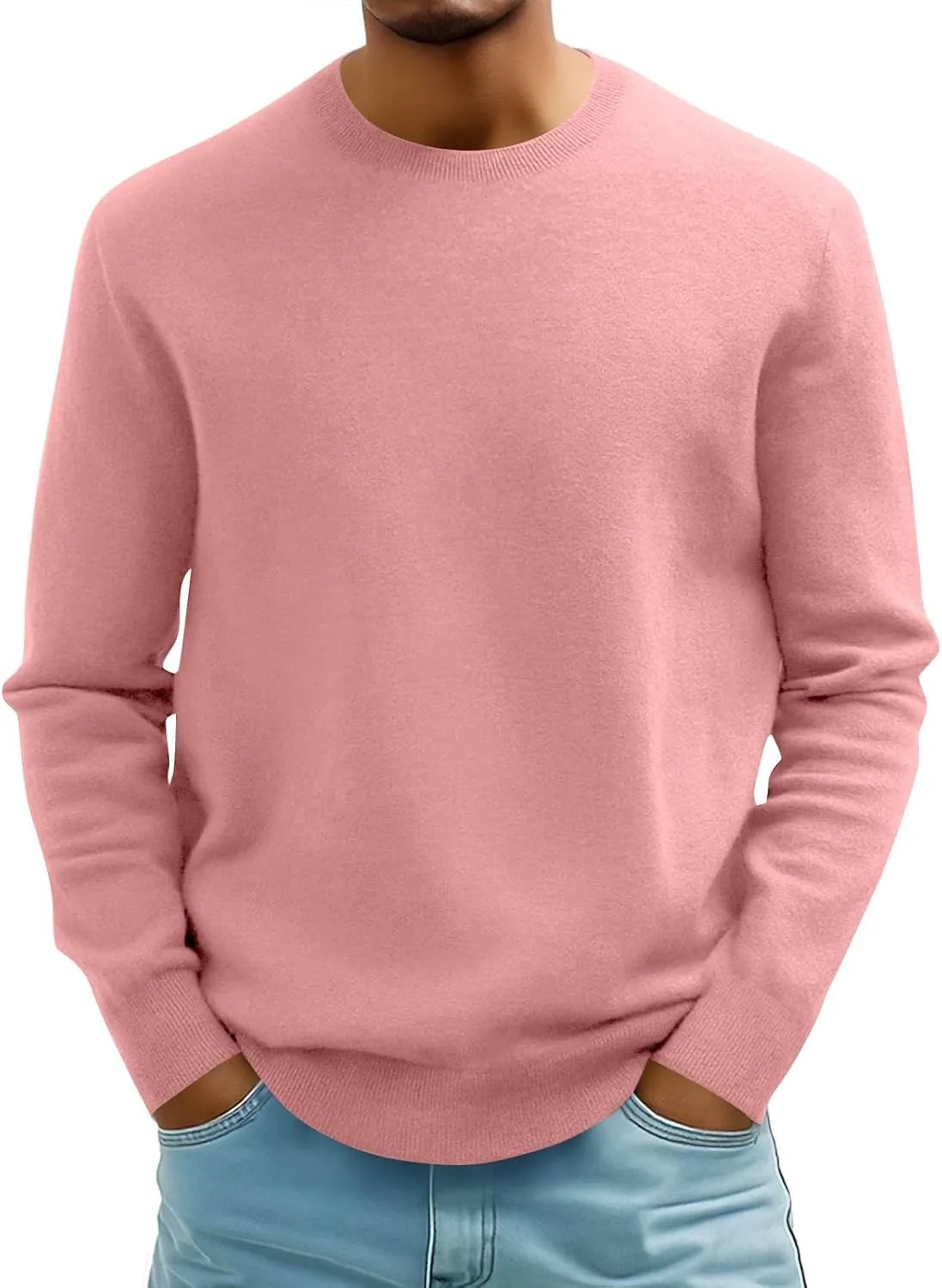 

Мужской свитер с круглым вырезом Slim Fit легкий вязаный CUKOLSXA