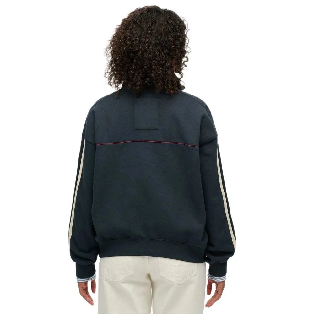 Свитер Superdry Country Club Tape с застежкой-молнией до середины груди, синий — фото 2