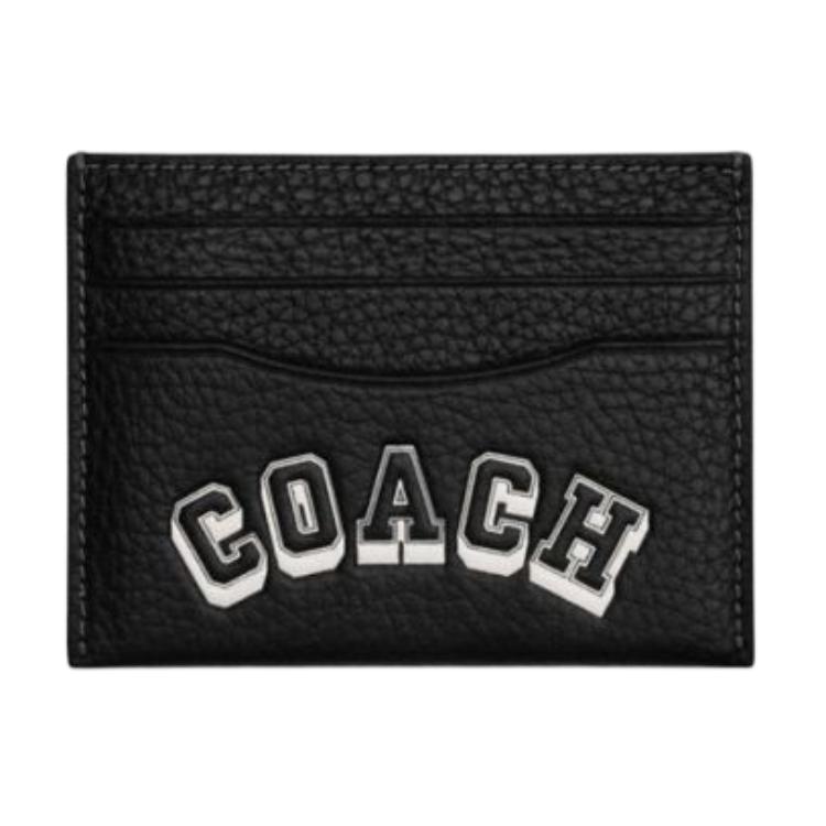 

COACH Мини-визитница из коровьей кожи унисекс черная и бежевая, Black & Chalk