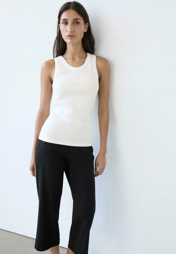 Футболка с коротким рукавом и контрастными деталями Massimo Dutti, White — фото 3
