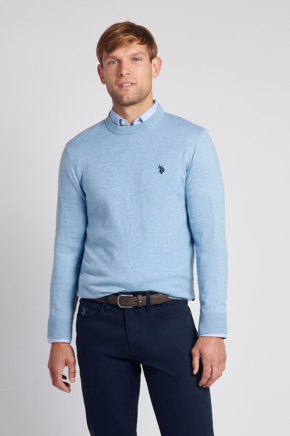 

Мужской хлопковый свитер с круглым вырезом U.S. Polo Assn, синий
