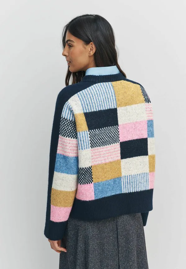 Свитер с круглым вырезом, укороченный Next, Navy Blue Multi Patched — фото 3