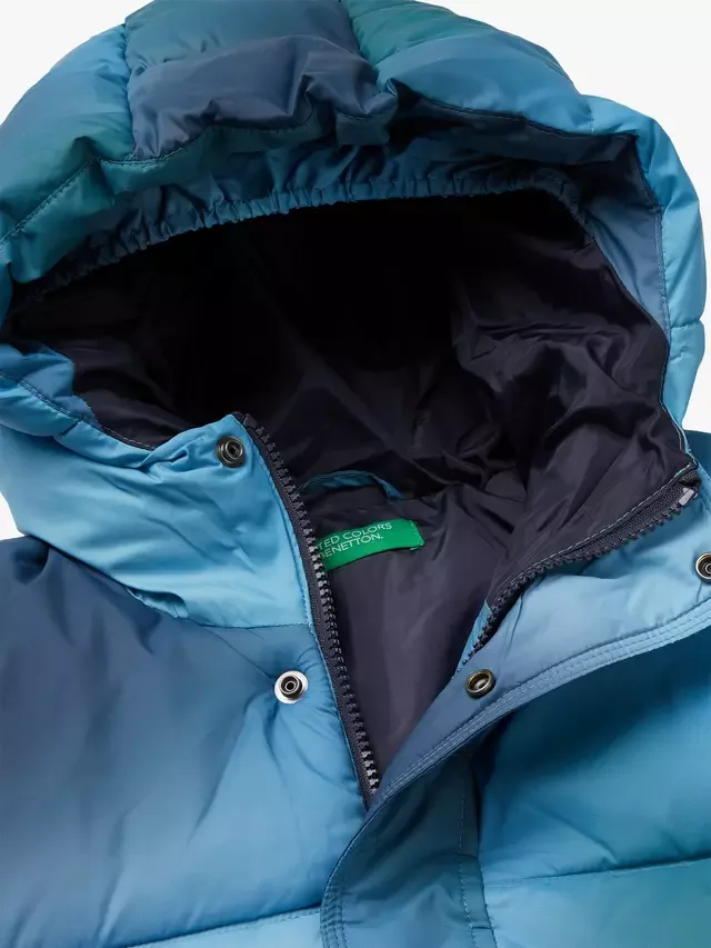Детская экологичная пуховая куртка с перьями, синяя Benetton — фото 3