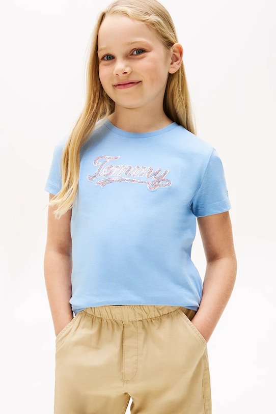 

Детская хлопковая футболка Tommy Hilfiger, синий