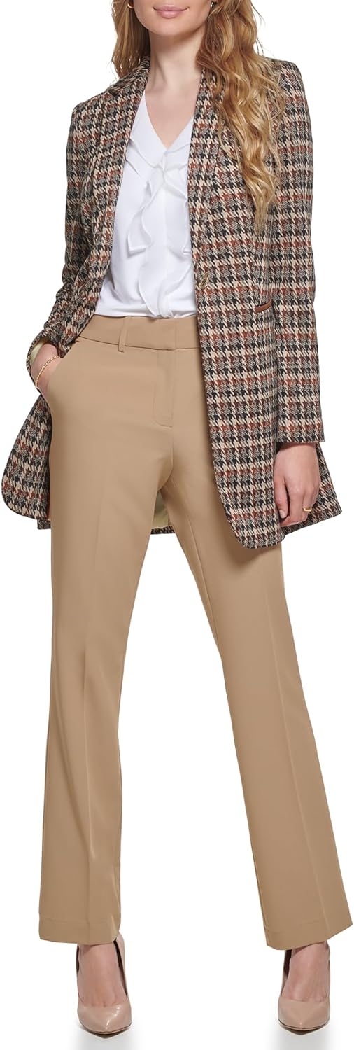 

Женский длинный клетчатый приталенный блейзер Tommy Hilfiger на одной пуговице, Camel Multi