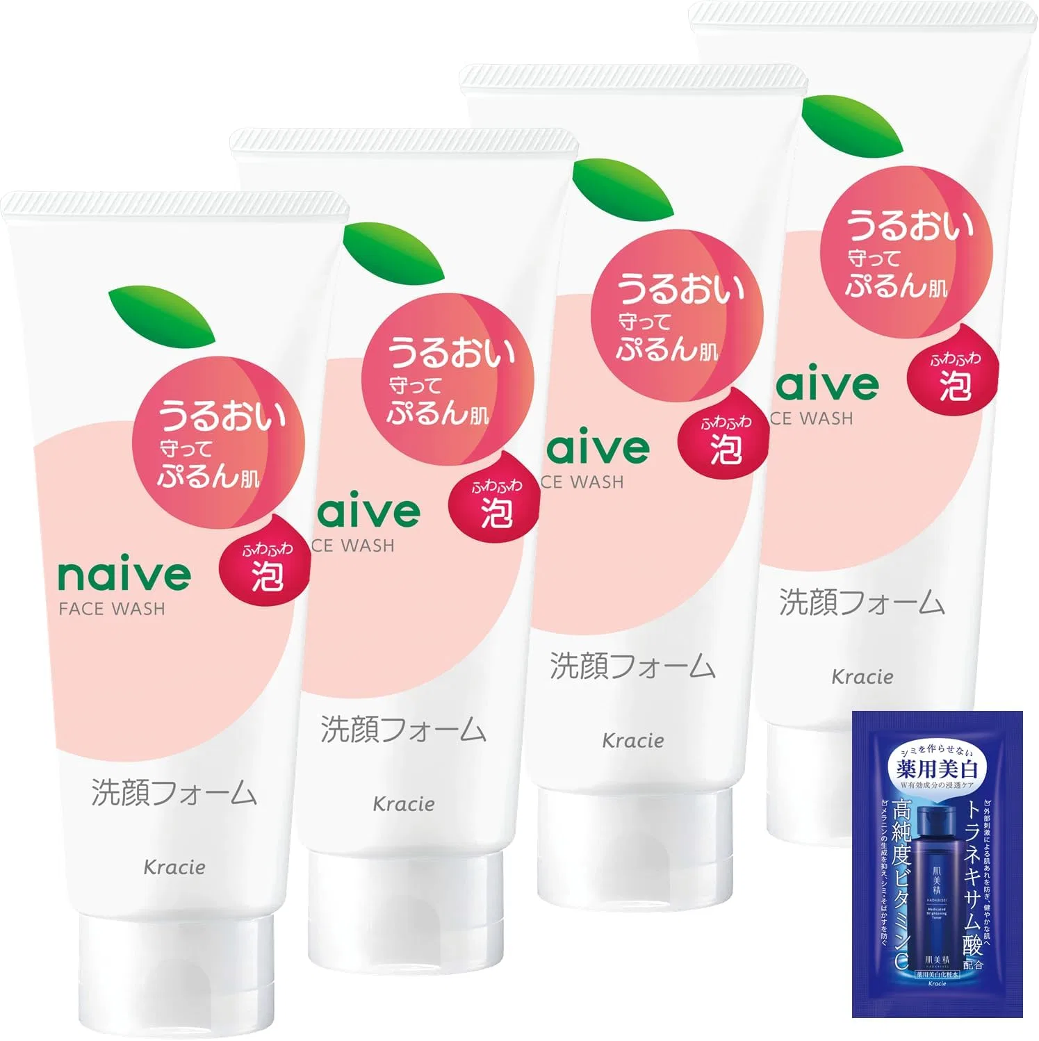 Гель для умывания Naive Moisture, набор 4 шт., 120 г, персиковый аромат