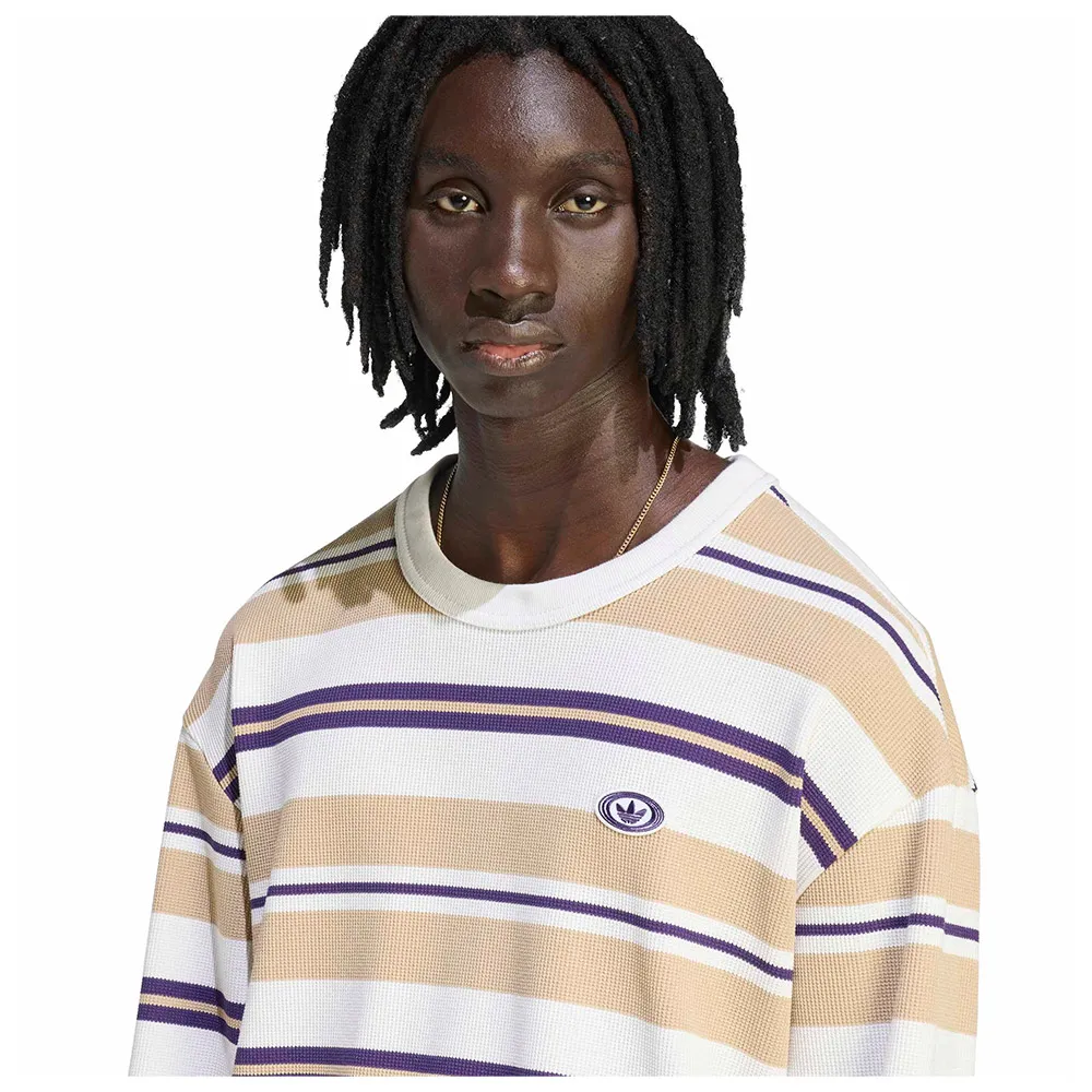 Футболка с длинным рукавом adidas Originals 90S Alternative Sport Stripe Waffle, бежевый — фото 4