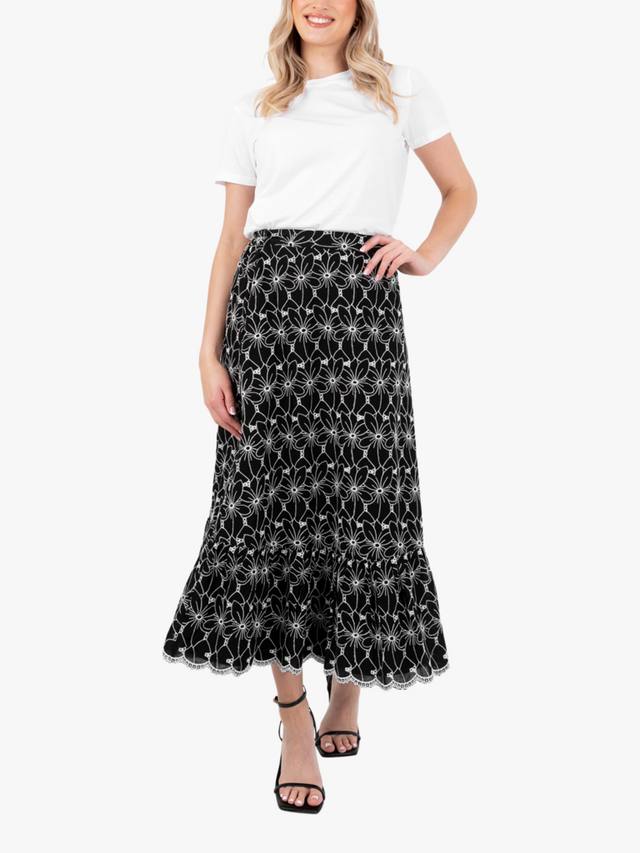 

Юбка миди с вышивкой Lovedrobe, Black/White