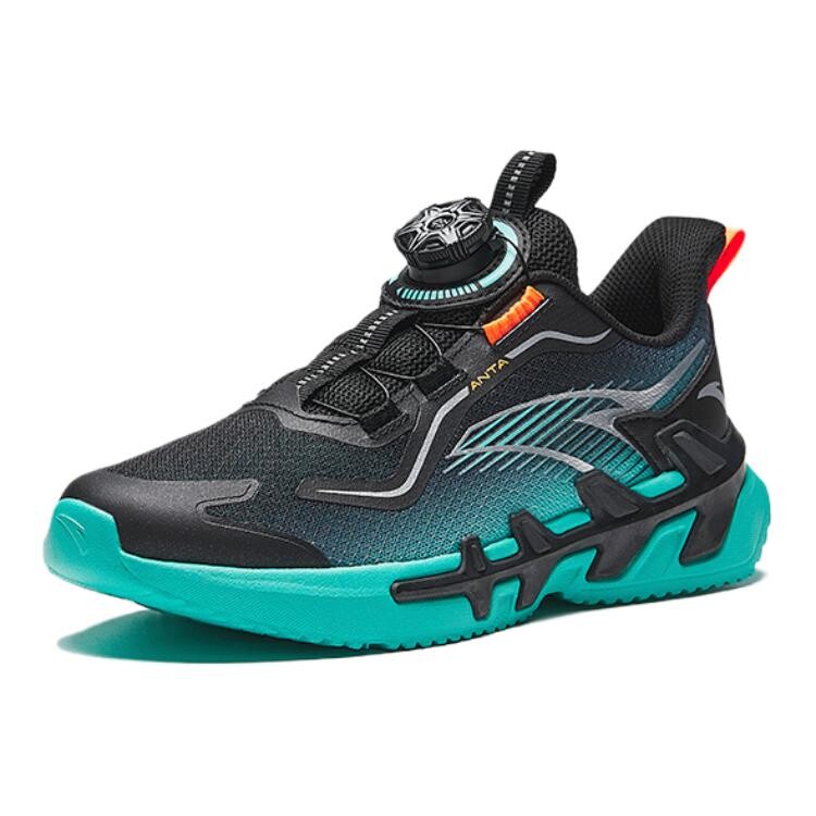 Детские кроссовки GS Low-top черные/флуоресцентные Aqua Green Anta Kids, зеленый — фото 2