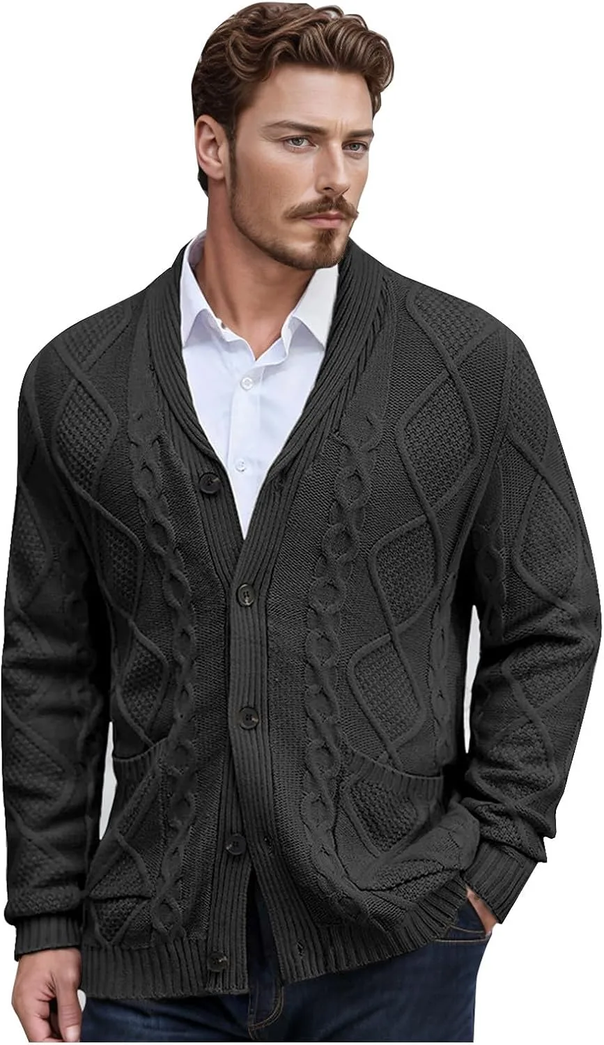 

Мужской кардиган с длинными рукавами и воротником-шалью, Regular Fit, Plus Size