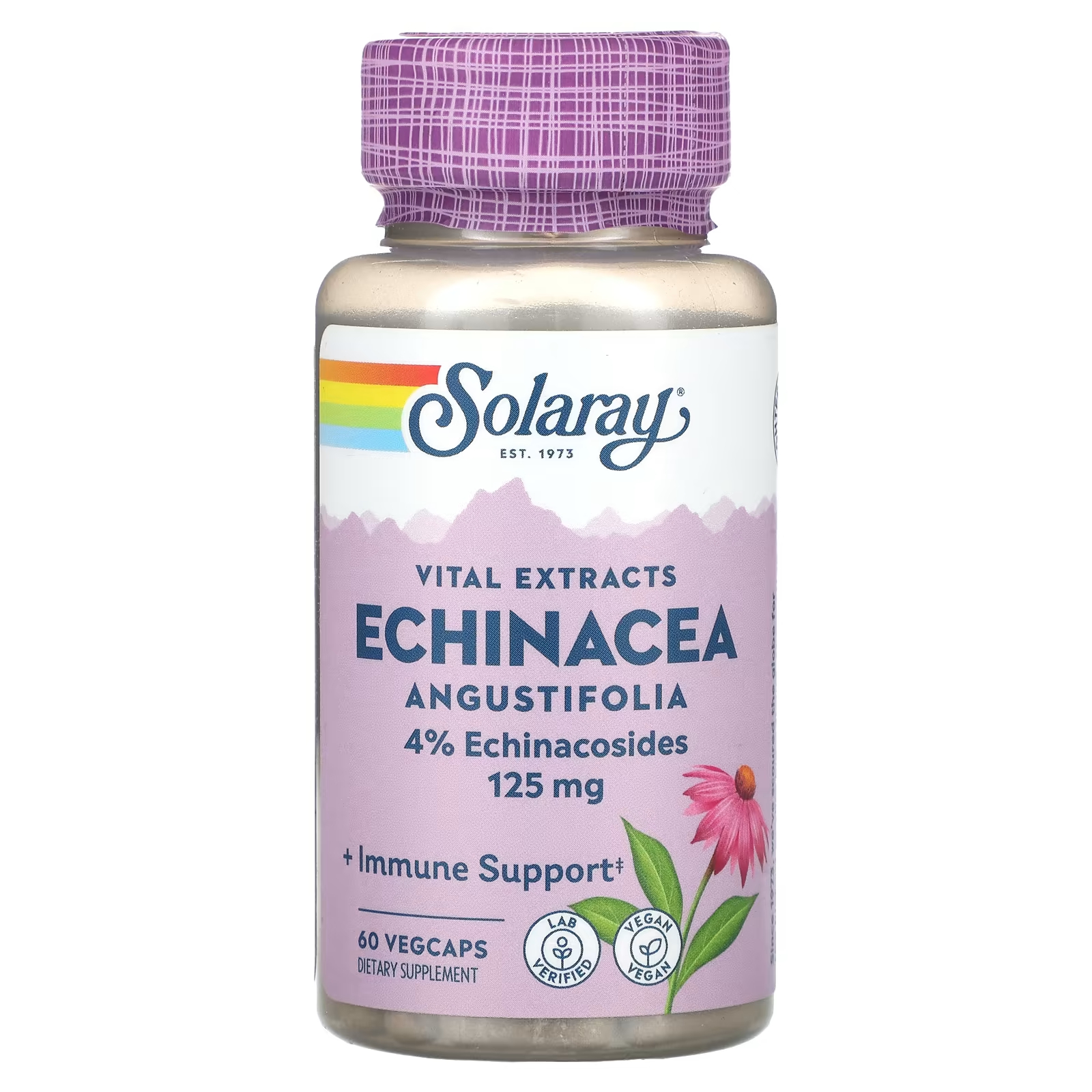 

Добавка Solaray Vital Extracts Echinacea Angustifolia 125 мг, 60 растительных капсул