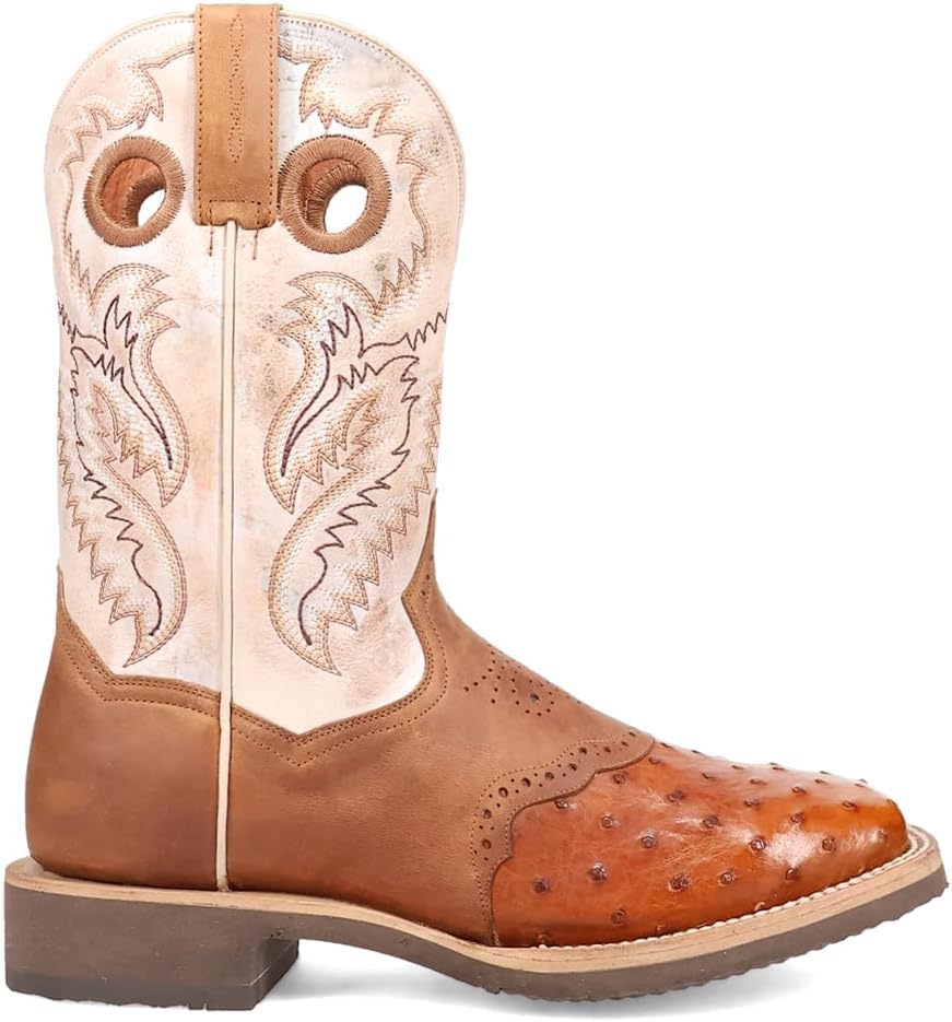 

Мужские ботинки Dan Post Martel из страуса с вышивкой, квадратный носок, сапоги до середины голени - коричневые