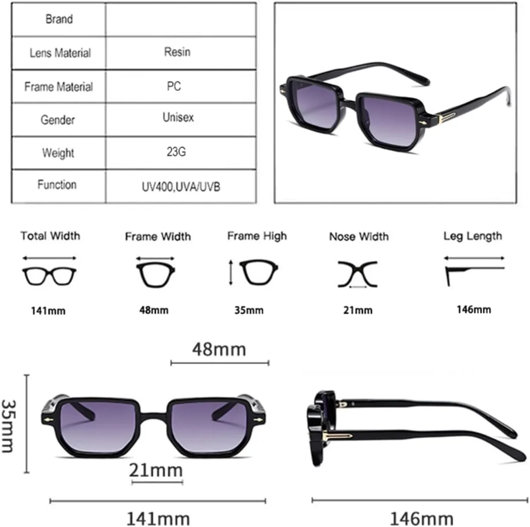 

Винтажные заклепки, мужские градиентные солнцезащитные очки UV400, модные оливково-зеленые, женские трендовые, маленькие прямоугольные UUPTTPL, Grey Grey