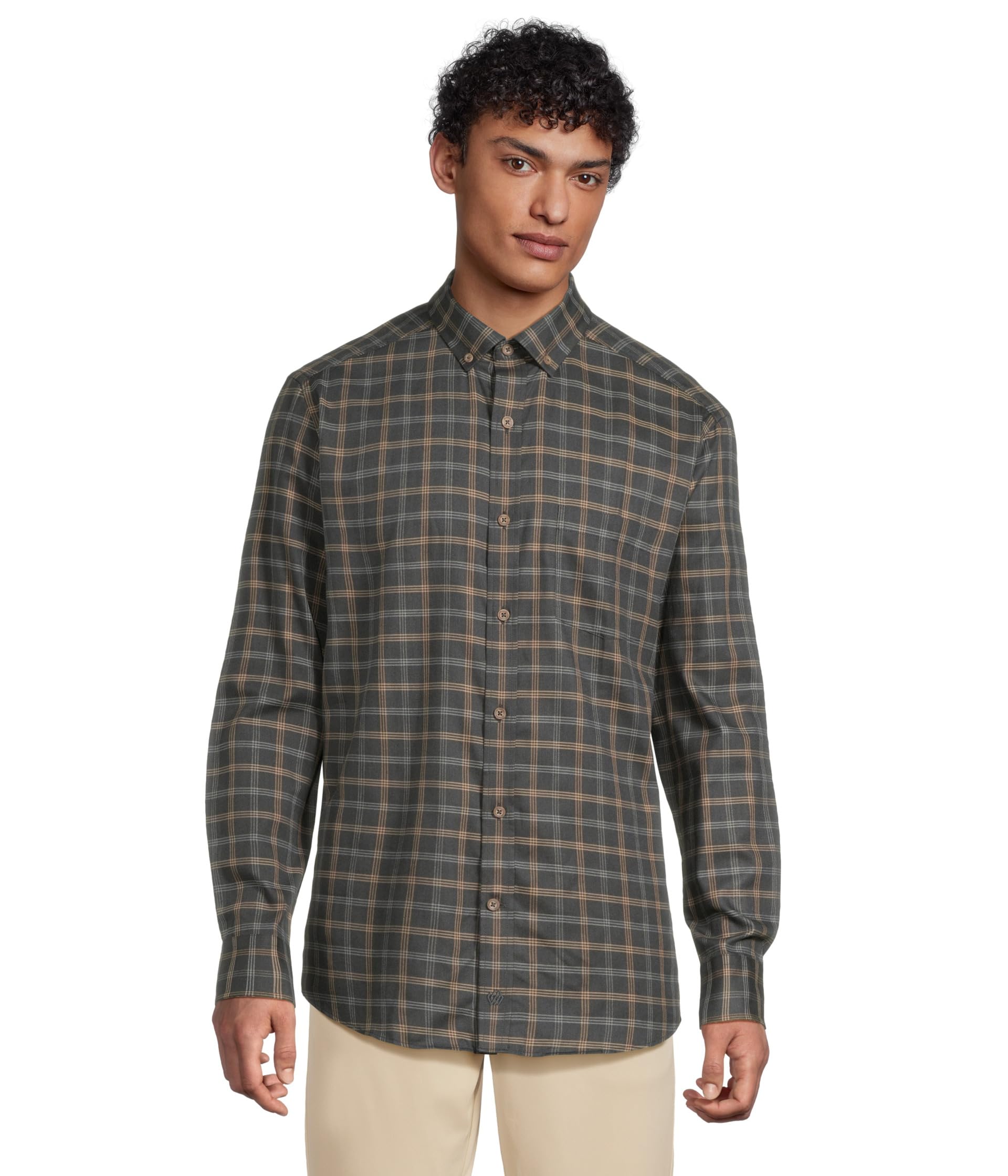 

Рубашка Johnston & Murphy Heathered Shirt, цвет Charcoal/Tan Triple Grid Check