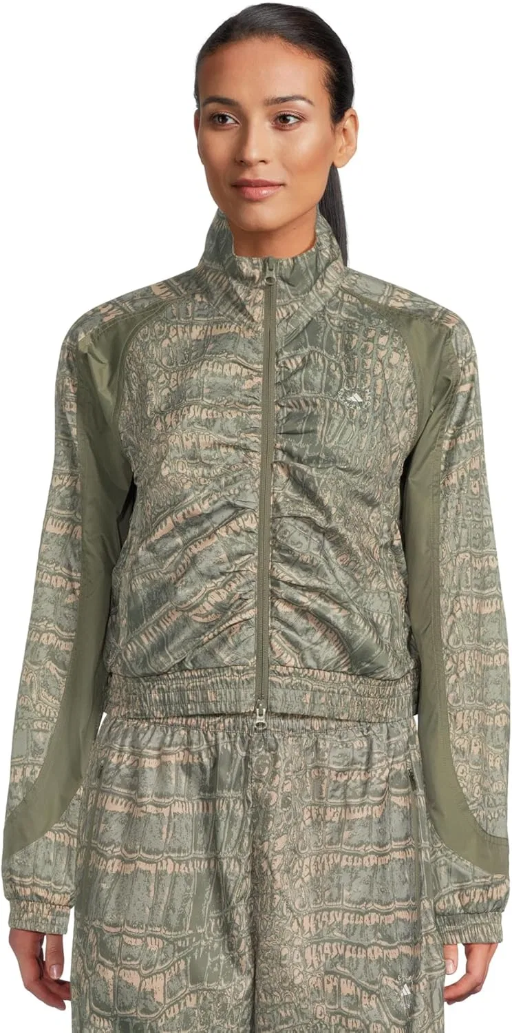 Трек-куртка женская с принтом adidas, цвет Soft Powder Legacy Green Willow Grey