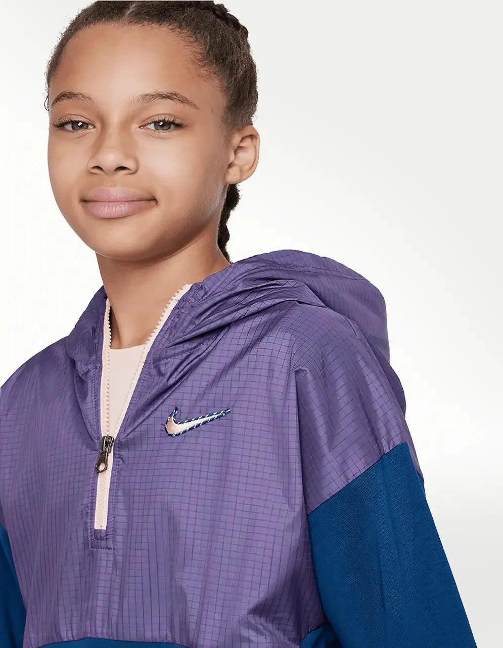 Детская толстовка Nike Outdoor Play, фиолетовая, флисовая, с застежкой-молнией до половины, с длинными рукавами, GBO44 — фото 3