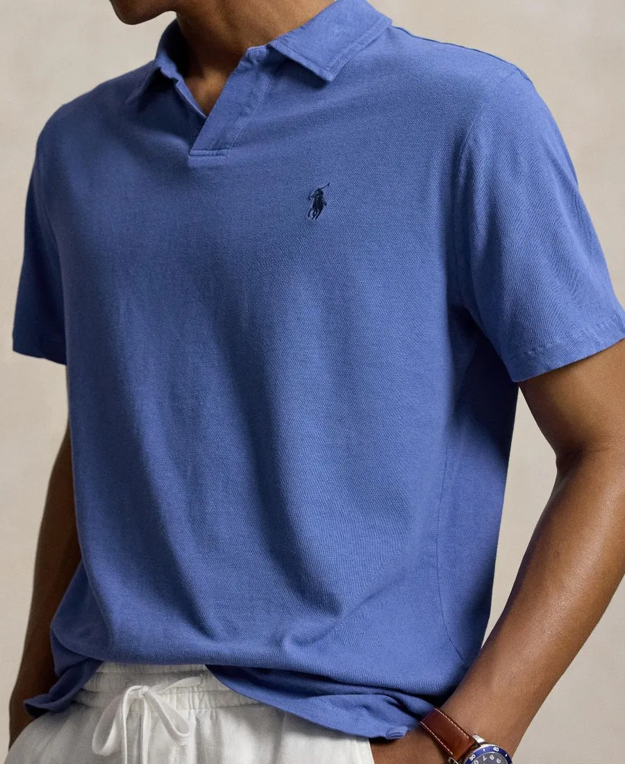 Поло из хлопка и льна стандартного кроя Polo Ralph Lauren, синий — фото 4