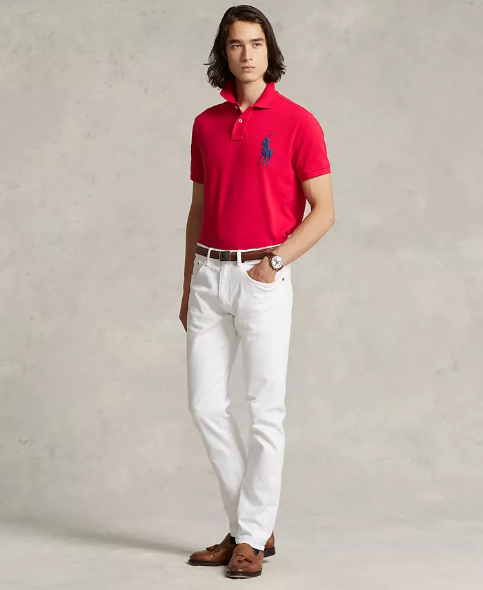 Мужская поло Big Pony Custom Slim Fit с сетчатой тканью Polo Ralph Lauren, красный — фото 4