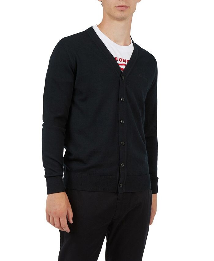 

Мужской кардиган из шерсти мериноса Ben Sherman, черный