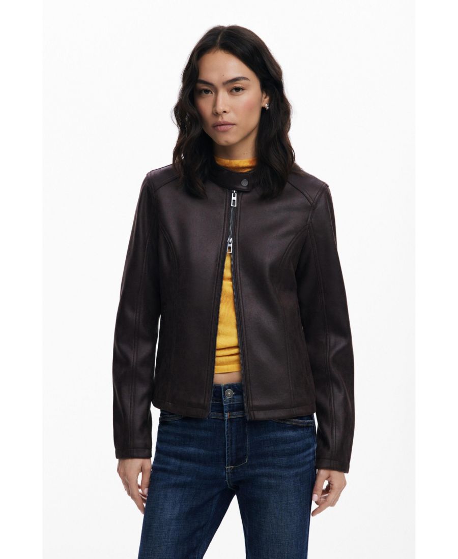 

Женская комбинированная куртка из искусственной кожи Desigual, Dark brown