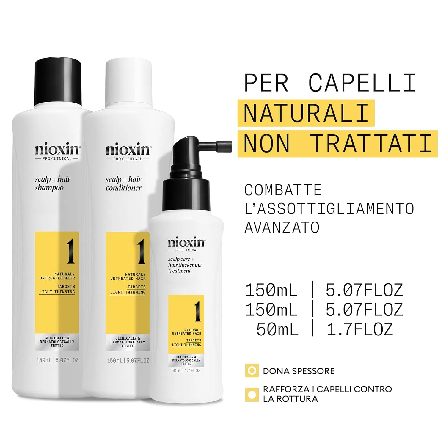 Трехфазный набор Nioxin Scalp + Hair Thickening System 1 для натуральных волос с легким истончением (150 + 150 + 50 мл) Nioxin — фото 2