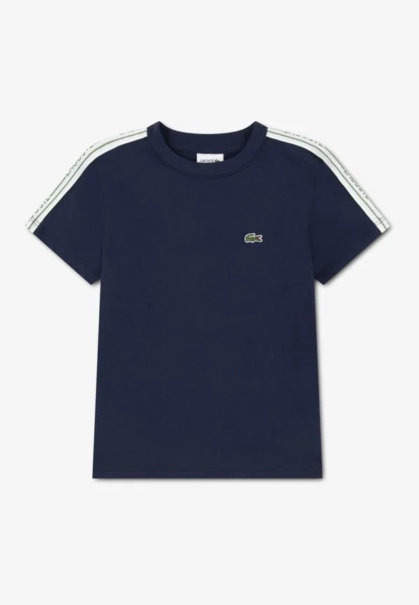Футболка с тейпированием, базовая футболка Lacoste, Marine
