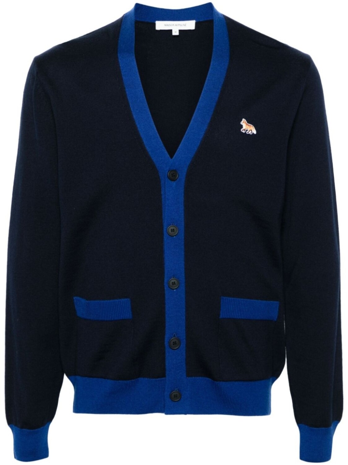 

Maison Kitsuné шерстяной кардиган с нашивкой Baby Fox, синий