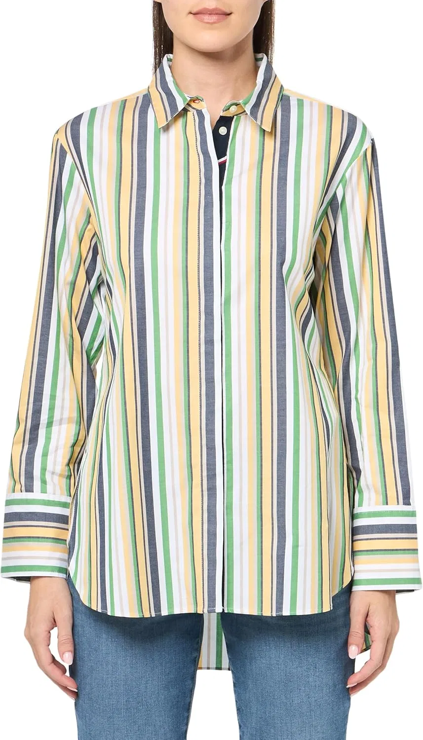 Блуза с отворотом, женская, Tommy Hilfiger, листовой мульти