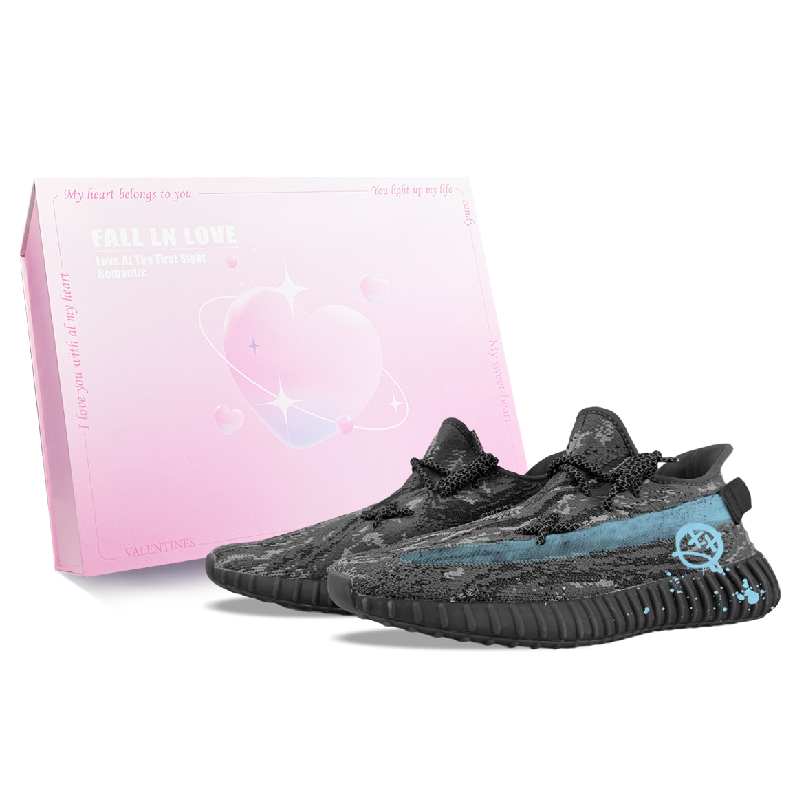 

Adidas Originals Изнашивающиеся повседневные кроссовки Yeezy Boost 350 V2 низкие унисекс черно-синие, цвет Black Blue