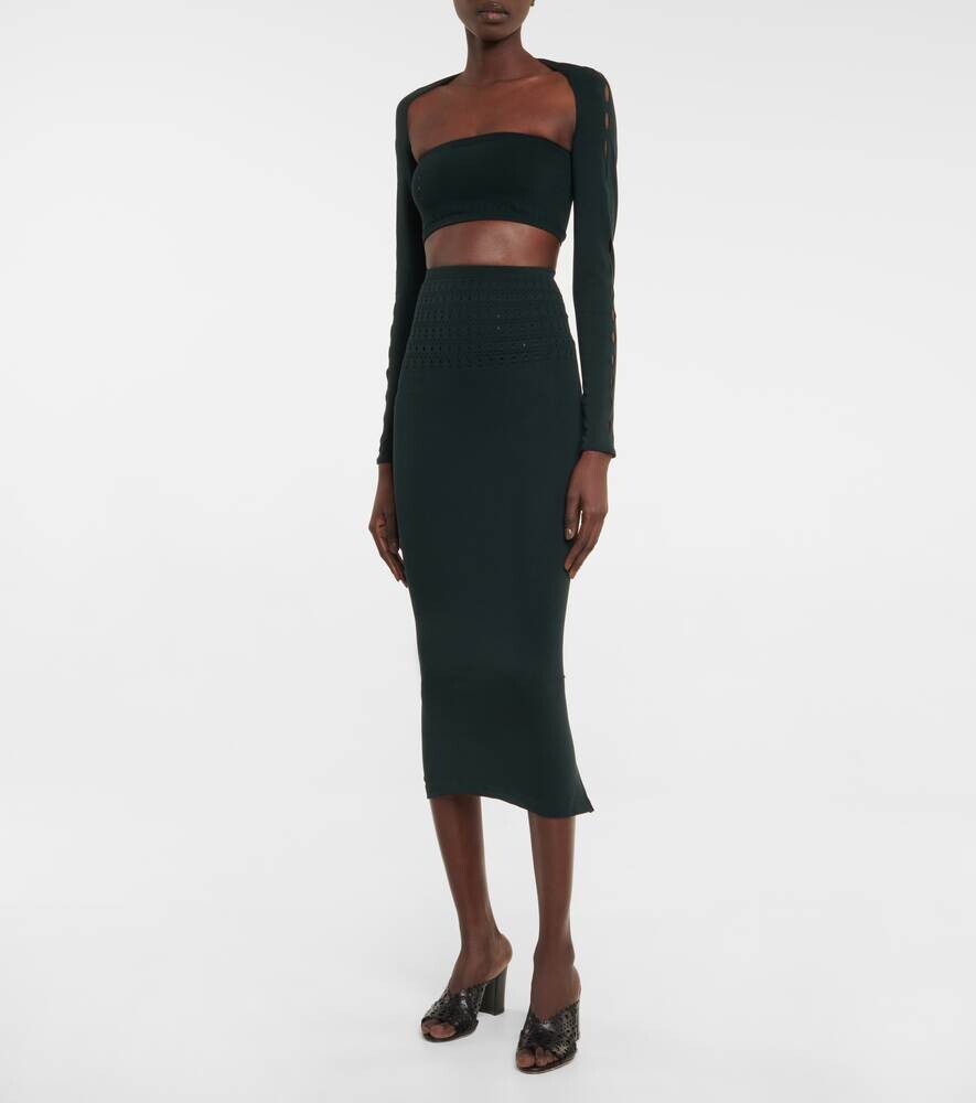 Техническая юбка миди с вырезами ALAÏA, зеленый — фото 2