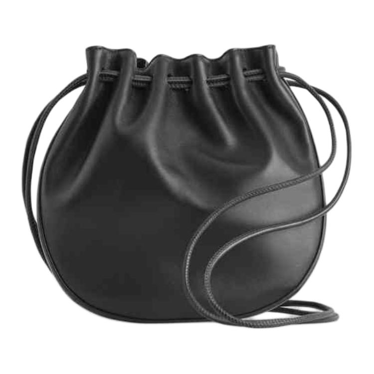 

COS Кожаная женская сумка через плечо среднего размера черная, Black