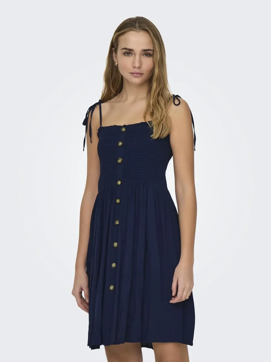 

Only мини-платье "ONLANNIKA S/L SMOCK DRESS WVN NOOS", цвет Naval Academy