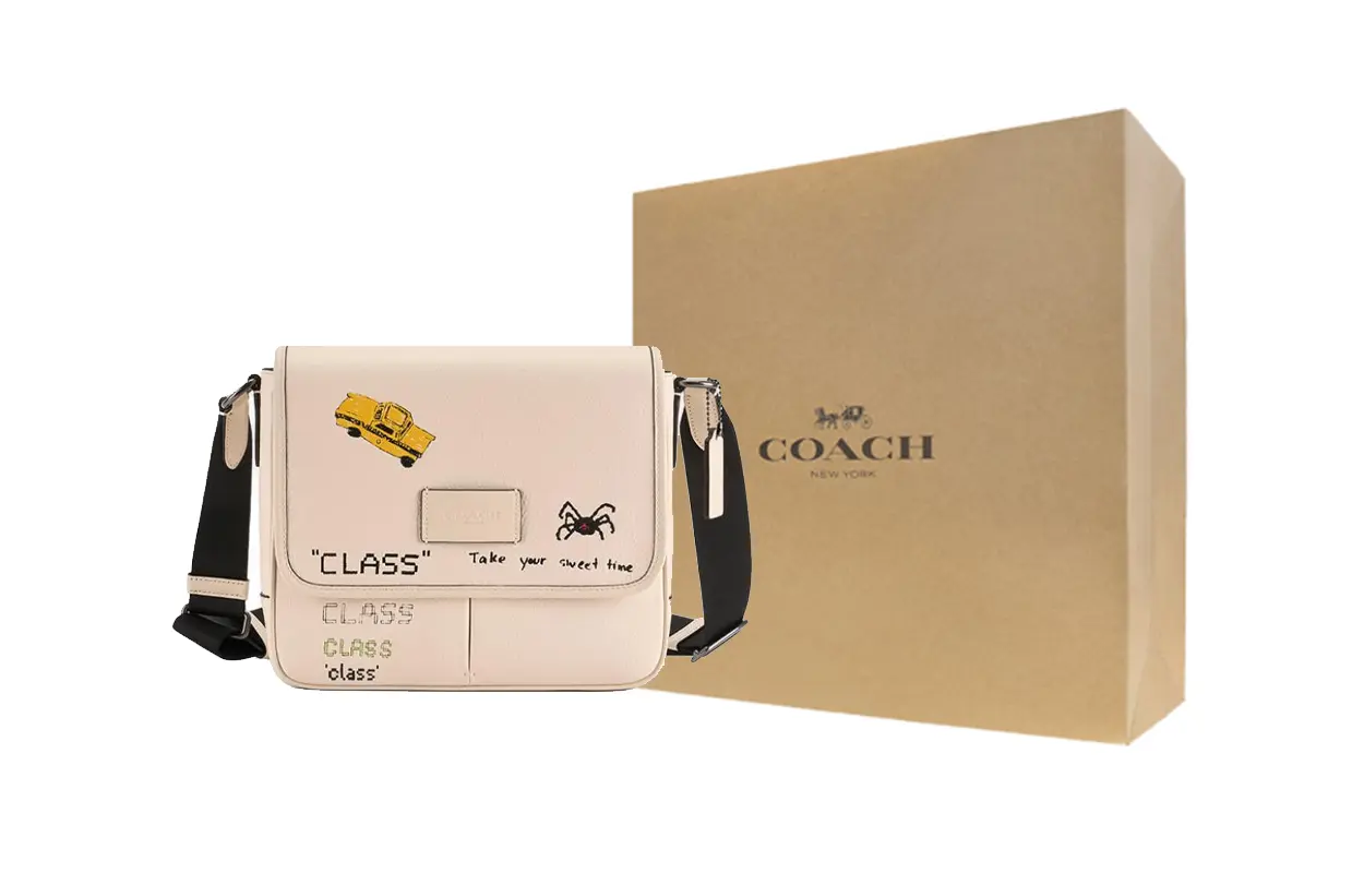 

COACH Кожаная сумка через плечо мужская среднего размера белая