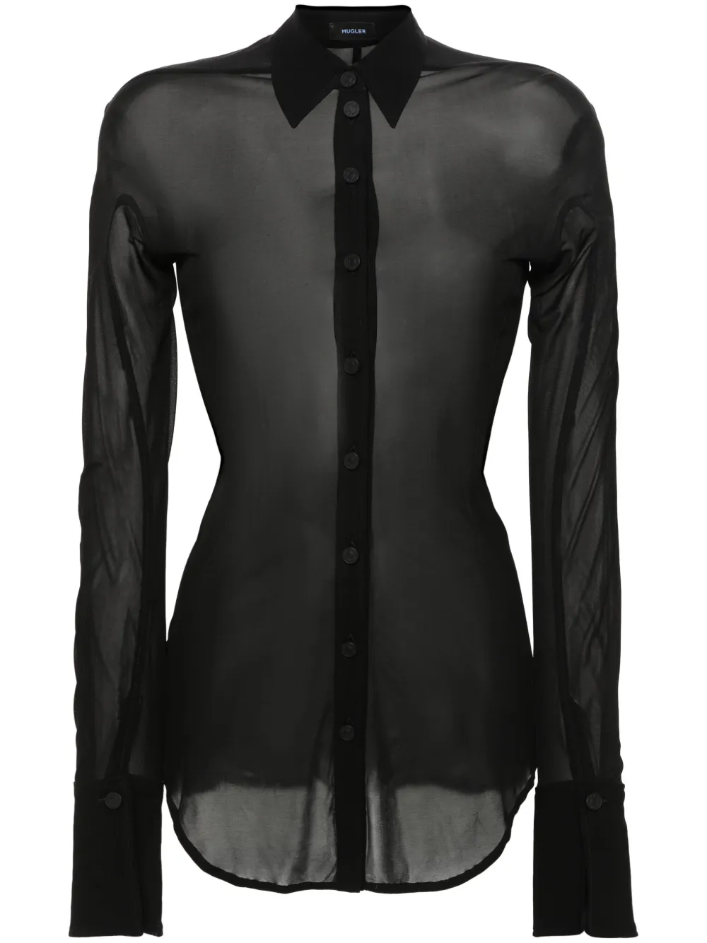 

Полупрозрачная рубашка из джерси Mugler, черный