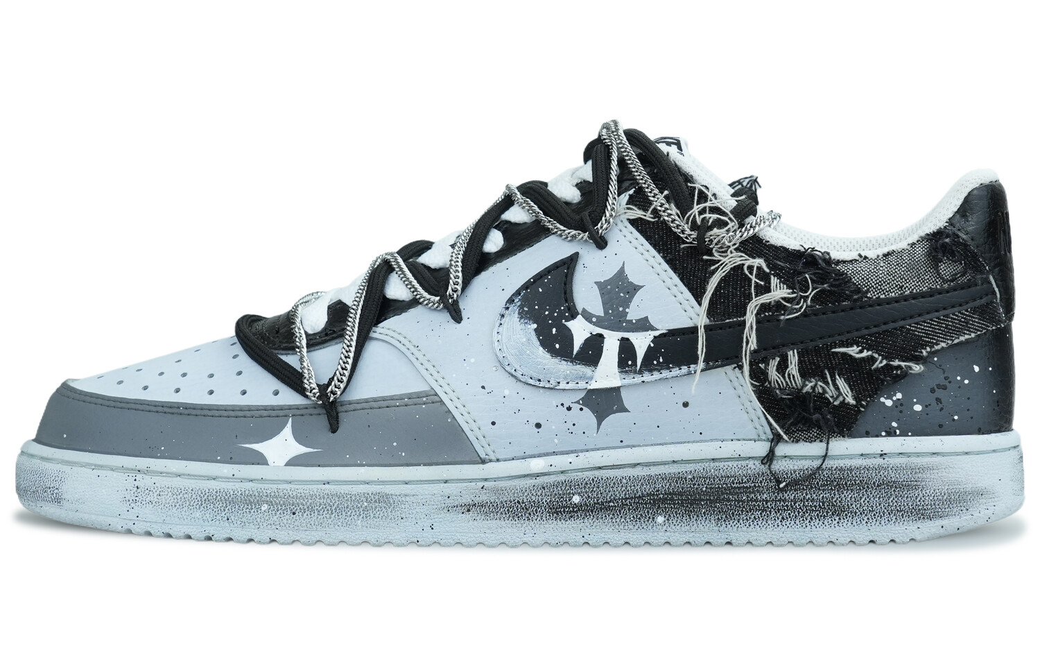 

Кроссовки Nike Court Vision 1 Skateboarding Shoes Men Low-top Black/silver/white, черный/белый
