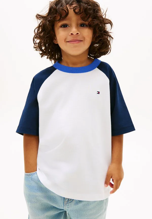 Футболка с круглым вырезом и цветными блоками, с принтом. Tommy Hilfiger, White